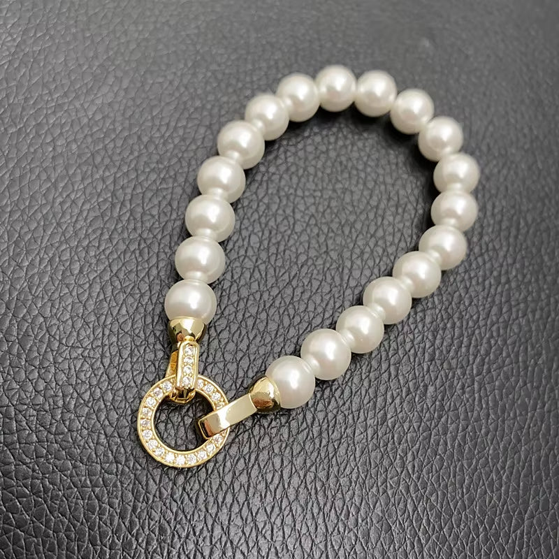 Simple White Pearl Bracelet Necklace Sets for Women