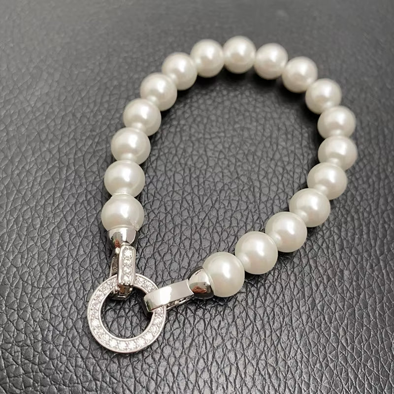 Simple White Pearl Bracelet Necklace Sets for Women