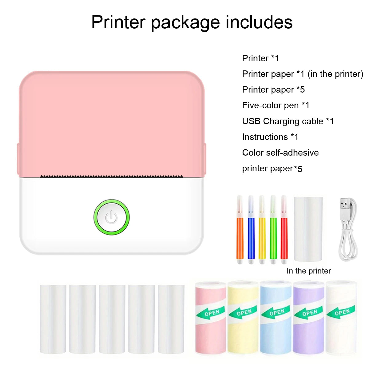 Portable Thermal Printer for Photo Journal Notes Memo