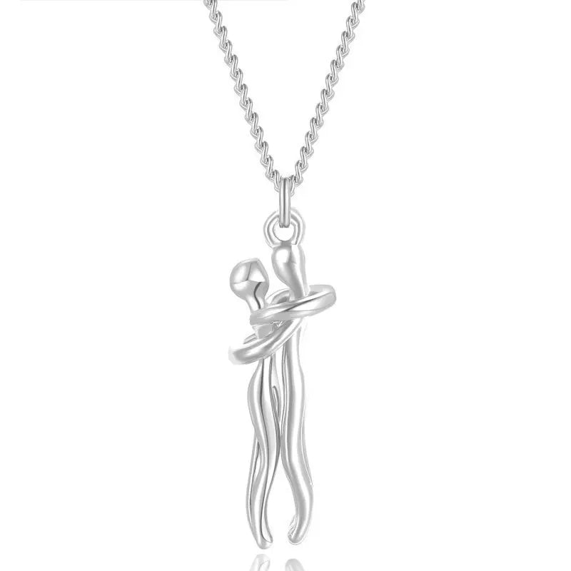 Couple Hug Necklace Lovers Hugging Pendant 