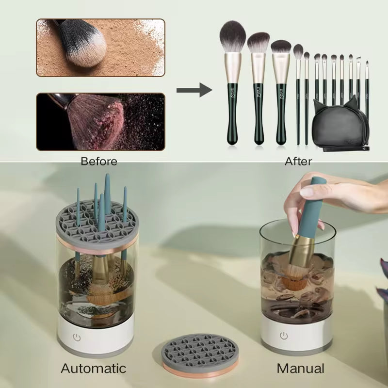 3 in 1 Electric Makeup Brush Cleaner Automatic Spinner Makeup Brush Holder Stand - AKStore