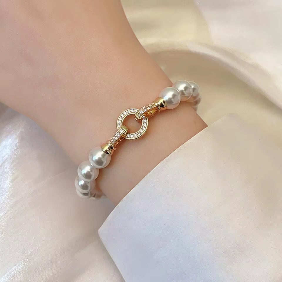 Simple White Pearl Bracelet Necklace Sets for Women 