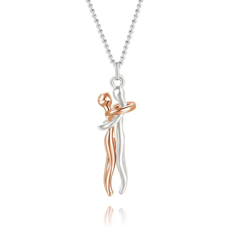 Couple Hug Necklace Lovers Hugging Pendant 