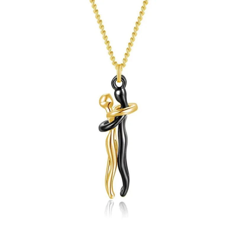 Couple Hug Necklace Lovers Hugging Pendant 