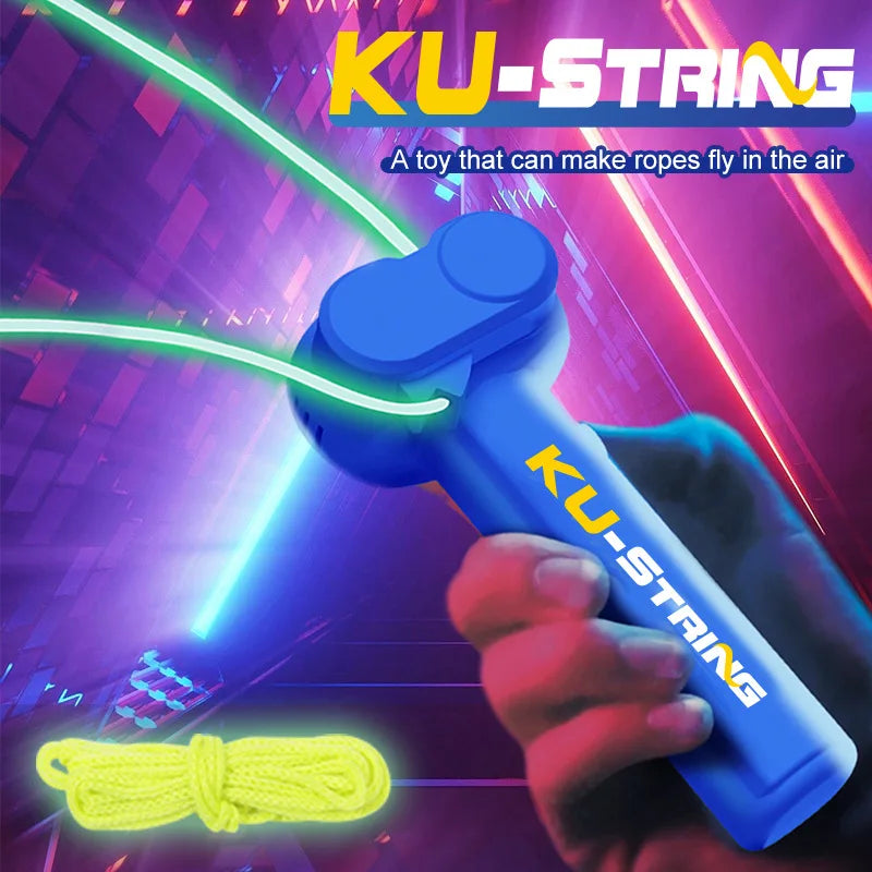 Electric Luminous String Rope Launcher Toy Glow in the Dark Portable Handheld Funny Stress Relief Toy Christmas Gifts for Kids