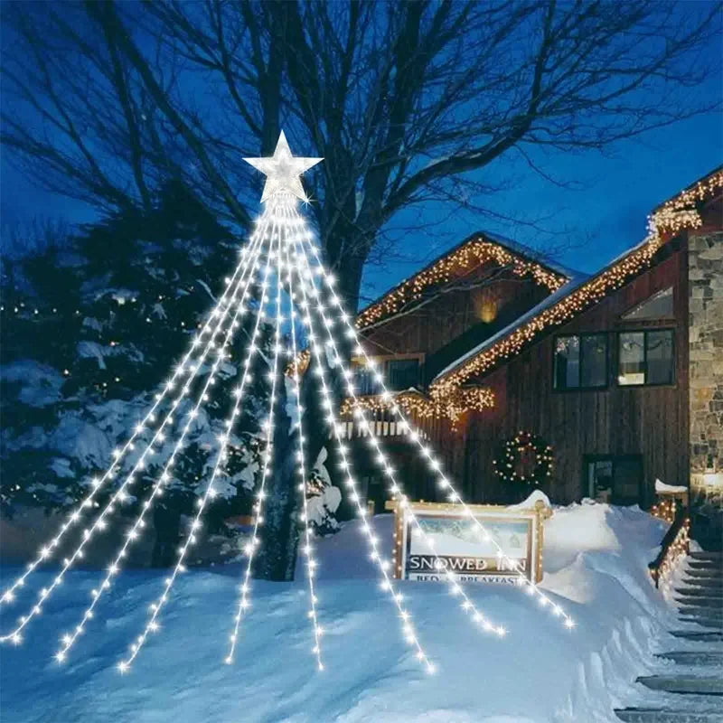 Christmas Waterfall Fairy String Lights with Topper Star