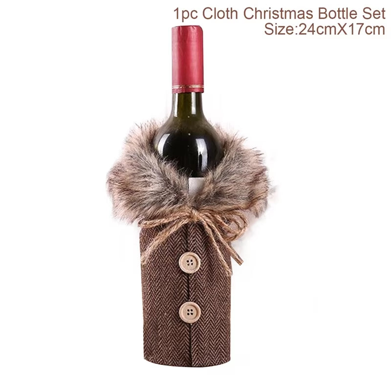 Christmas Wine Bottle Cover Merry Christmas Decorations for Home 2023 Cristmas Ornament Xmas Navidad Gifts New Year 2024