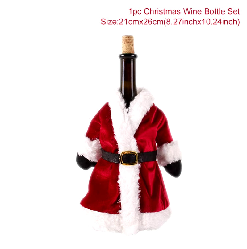 Christmas Wine Bottle Cover Merry Christmas Decorations for Home 2023 Cristmas Ornament Xmas Navidad Gifts New Year 2024