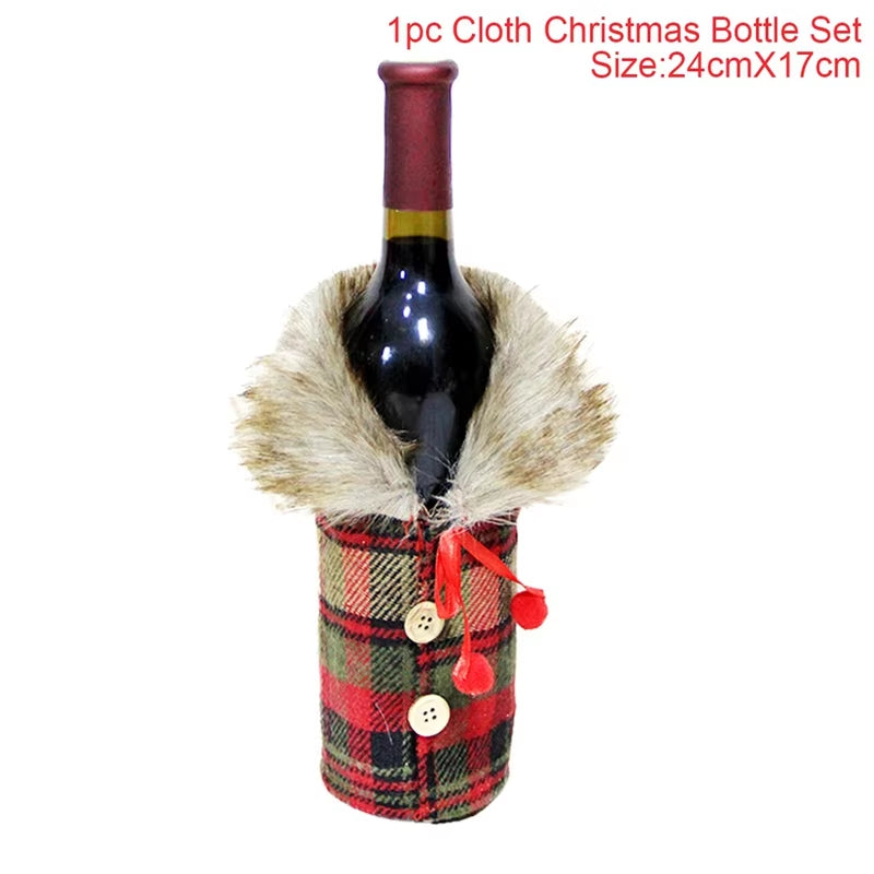 Christmas Wine Bottle Cover Merry Christmas Decorations for Home 2023 Cristmas Ornament Xmas Navidad Gifts New Year 2024