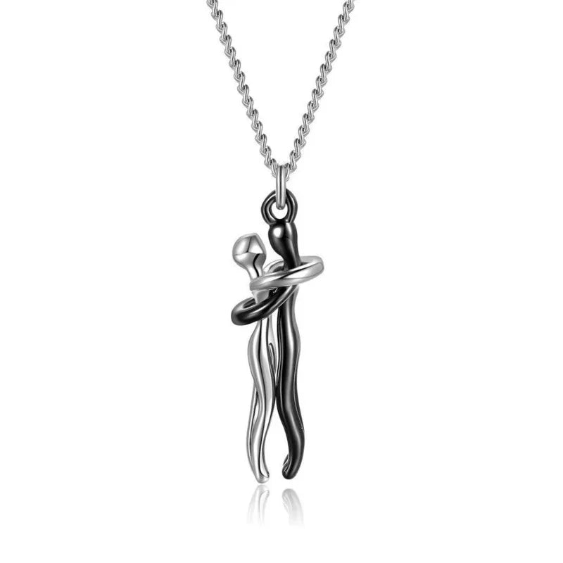 Couple Hug Necklace Lovers Hugging Pendant 