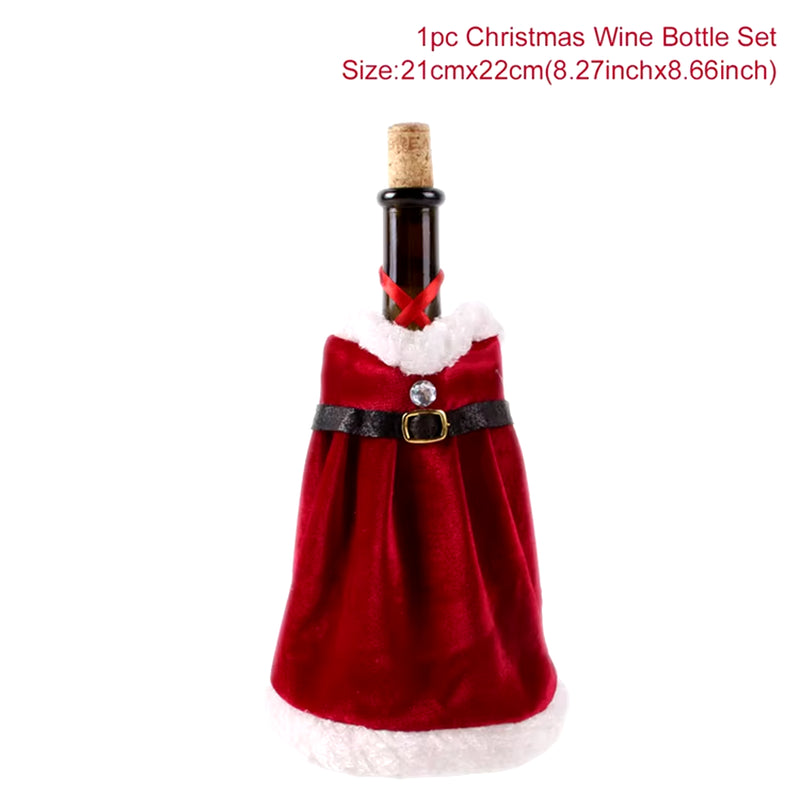 Christmas Wine Bottle Cover Merry Christmas Decorations for Home 2023 Cristmas Ornament Xmas Navidad Gifts New Year 2024